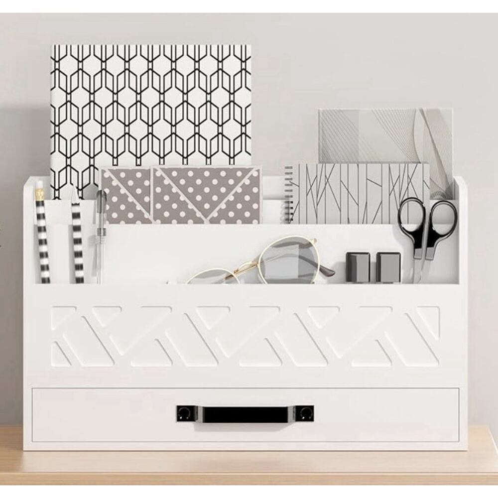 BLU MONACO Mail Organizer Countertop Kitchen – White Wood Desk Storage